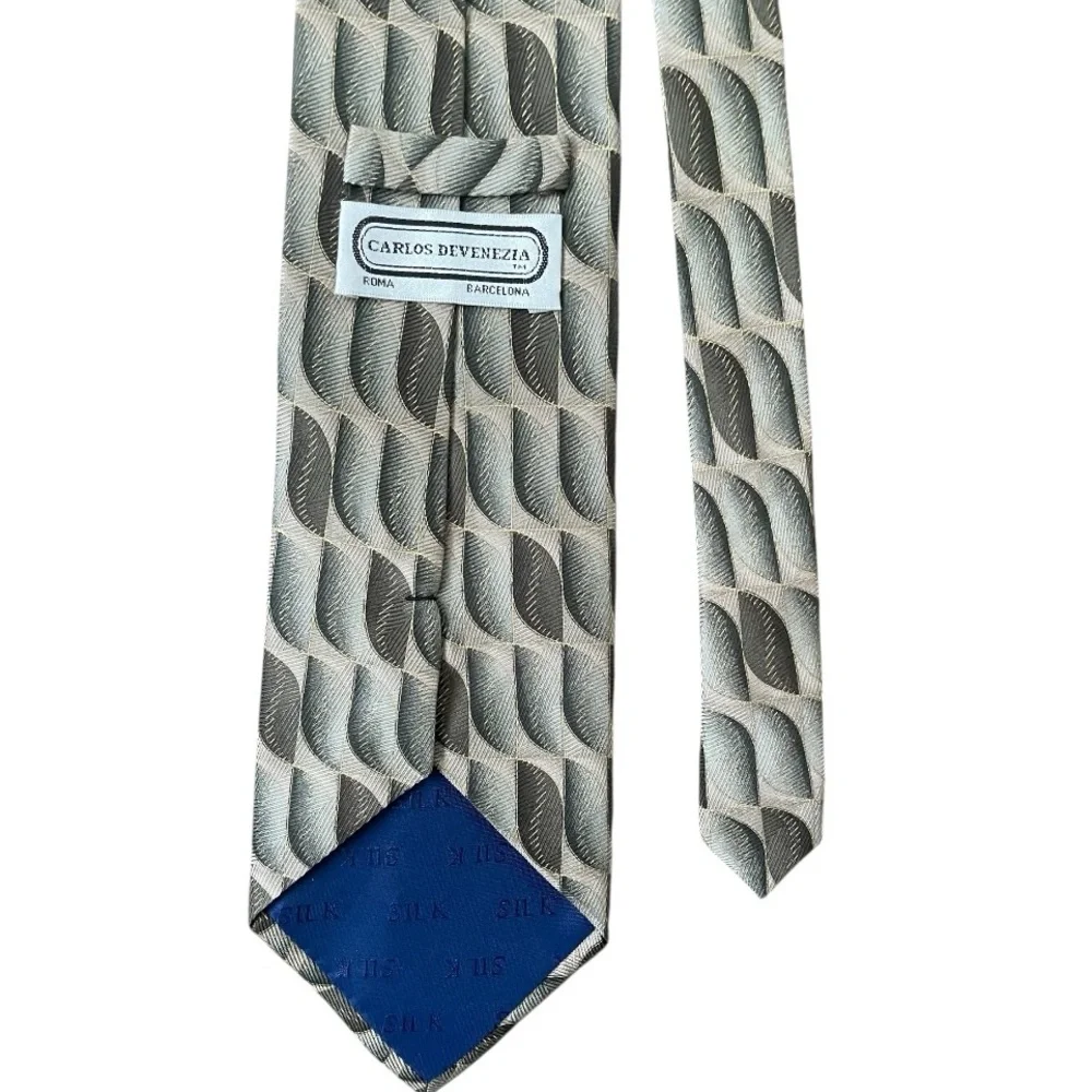 Carlos Devenezia Green Abstract neck Tie 100% Silk mens designer business casual